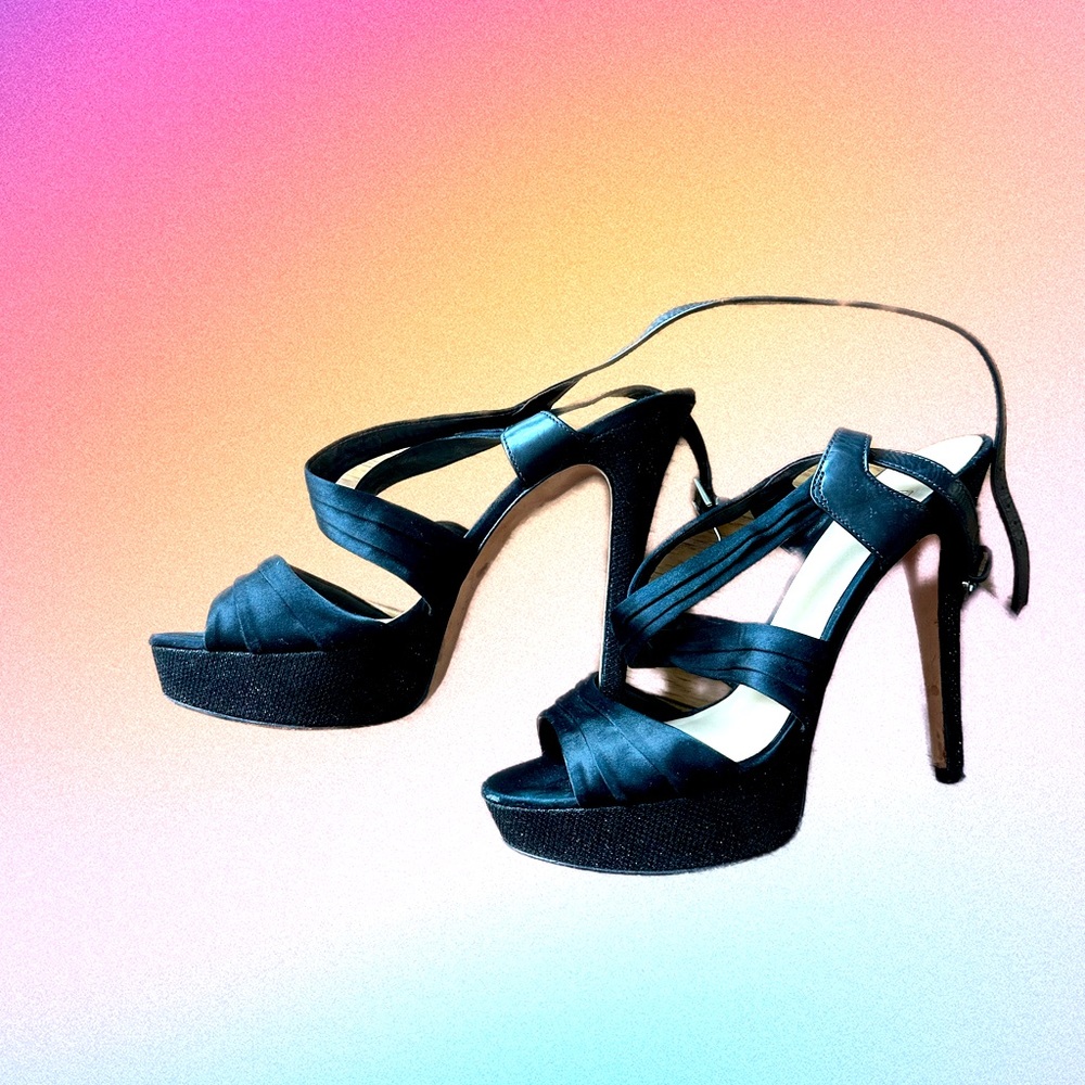Guess by Marciano black sparkle open-toe heels